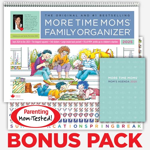 More Time Moms 2025 Family Organizer Bonus Pack with Wall Calendar & Agenda - KWtoyszone | Proudly Canadian