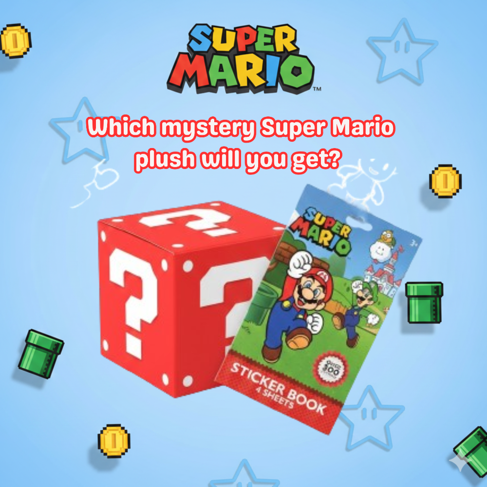 Mystery Mario Plush + Bonus Stickers — Holiday Surprise Bundle (Limited Stock) - KWtoyszone | Proudly Canadian