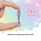 Small figurine held between fingers with size measurement and cloud background - KWtoyszone | Proudly Canadian
