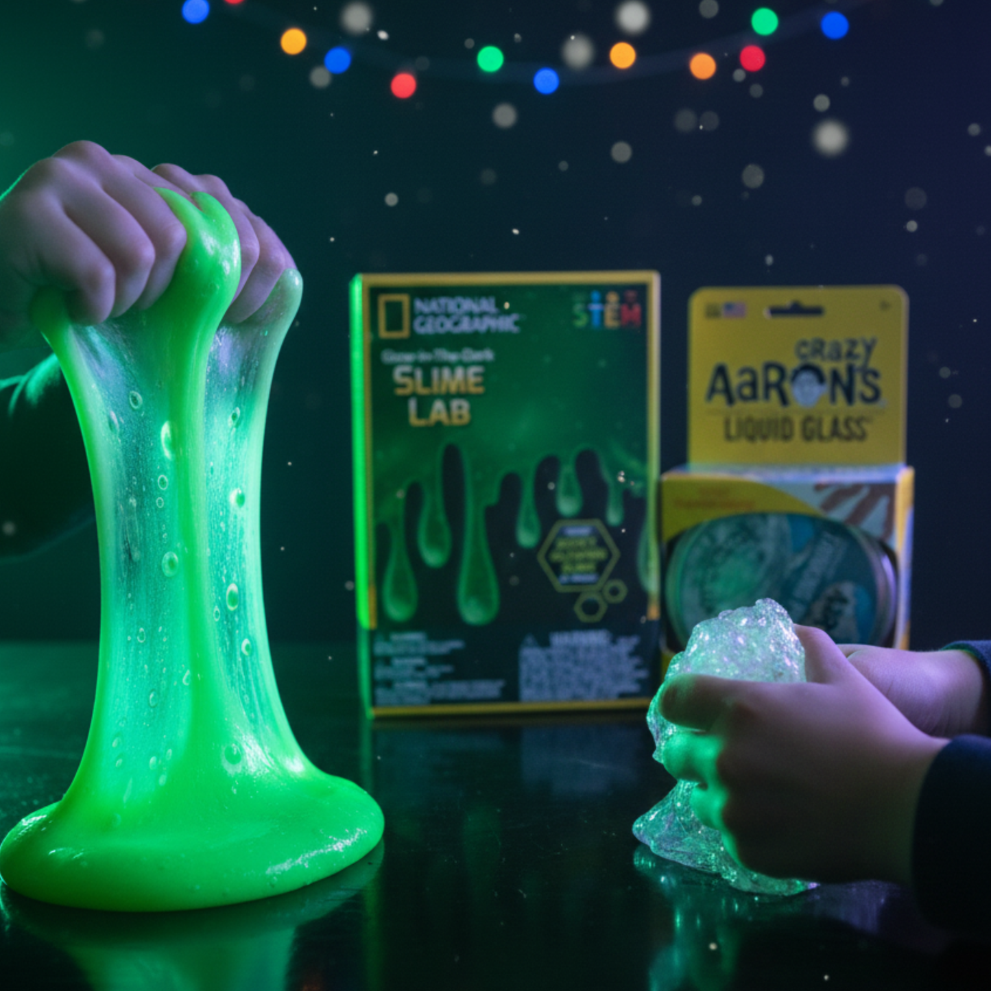 National Geographic Glow Slime Lab + Crazy Aaron Liquid Glass Putty STEM Bundle - KWtoyszone | Proudly Canadian