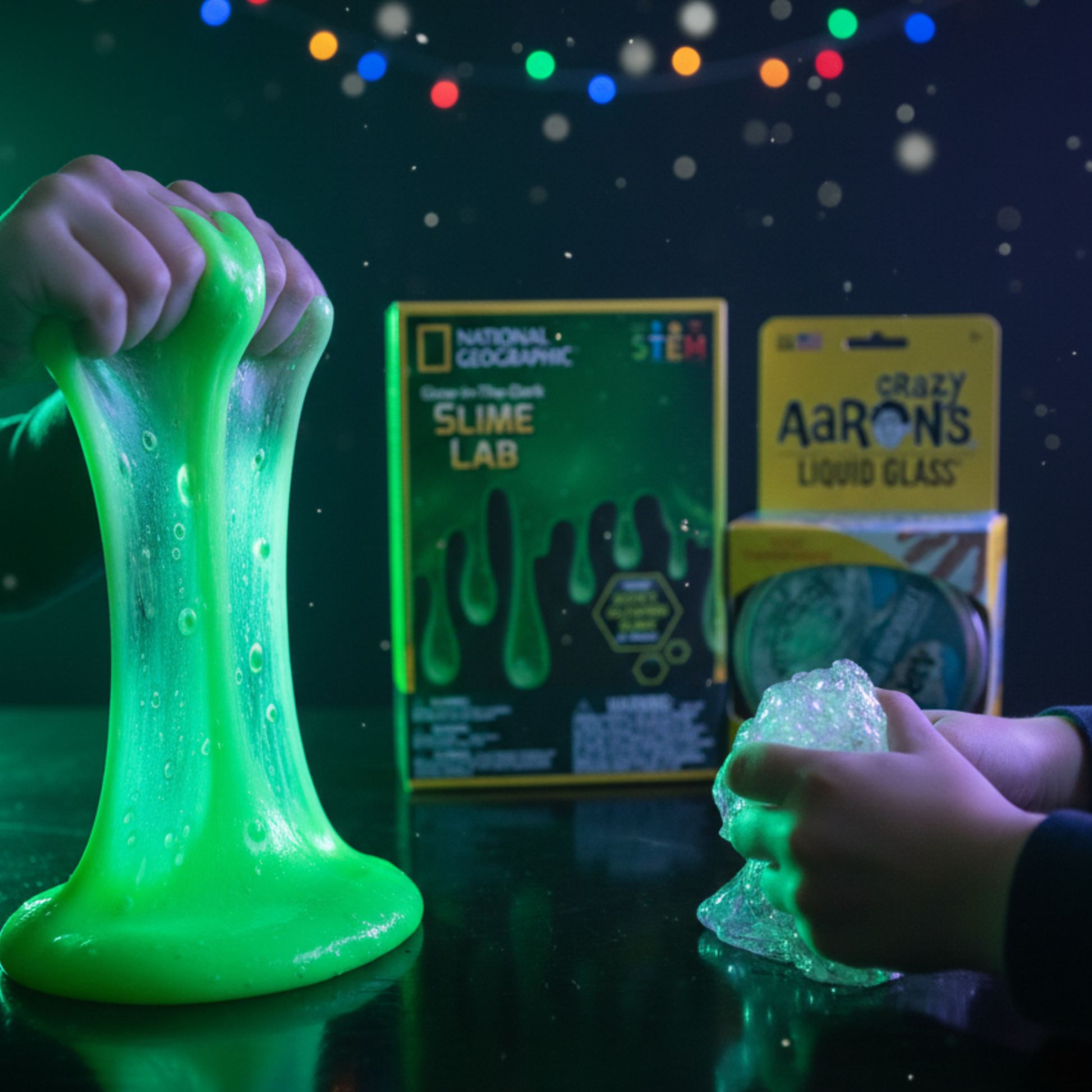 National Geographic Glow Slime Lab + Crazy Aaron Liquid Glass Putty STEM Bundle - KWtoyszone | Proudly Canadian