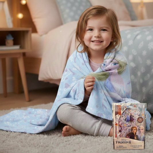 Frozen Fleece Throw + Puffy Stickers Bundle – Cozy & Fun Gift - KWtoyszone | Proudly Canadian