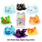 Collection of colorful plush toys with a central packaging displaying 'APIMAU' brand - KWtoyszone | Proudly Canadian