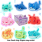 Collection of colorful plush toys with a central box labeled 'Aphmau' on a light blue background  - KWtoyszone | Proudly Canadian