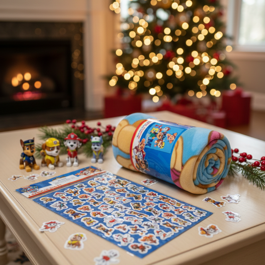 Paw Patrol “Fantastic Team” Fleece Throw + Raised Stickers Bundle