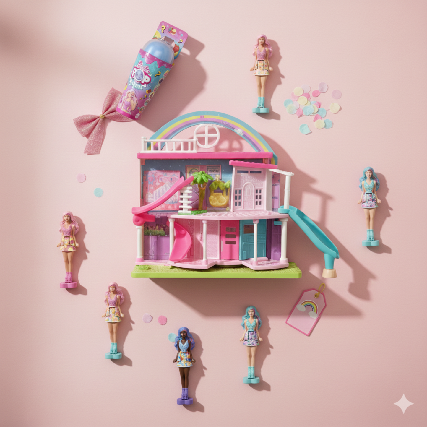 Mini Barbieland House Playset with 2 Mini Barbieland Pop Reveal Dolls – Kids Toy Bundle