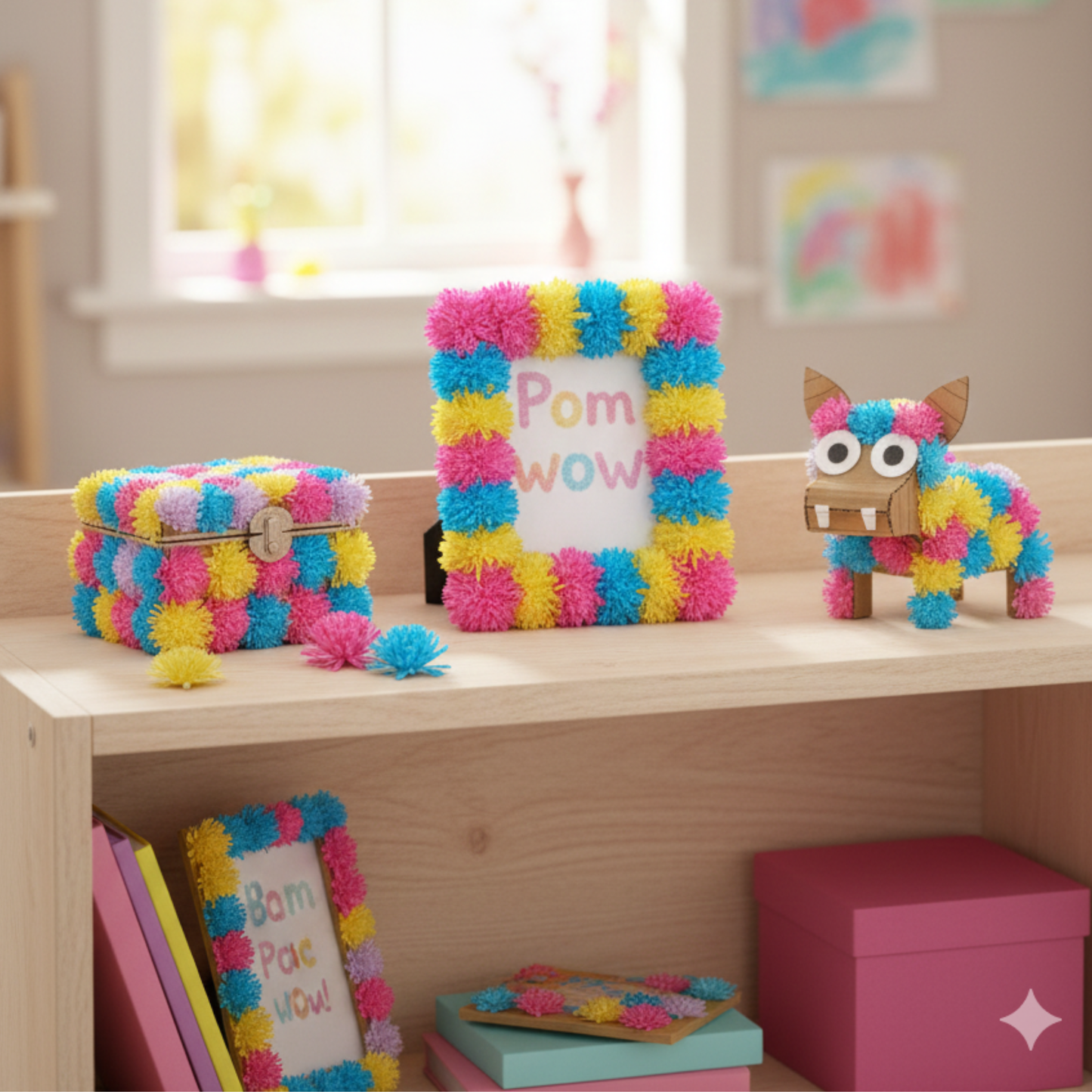 Pom Pom WOW!™ Decoration Station – 75 Pom Poms | Creative Craft Set