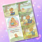 Printable Valentine’s Day cards for kids featuring six positive affirmation designs on one page, created by PopNest.