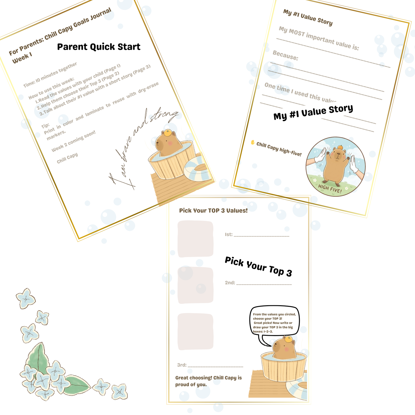Chill Capy Goals Journal – Week 1: Values Discovery (Ages 6–10)