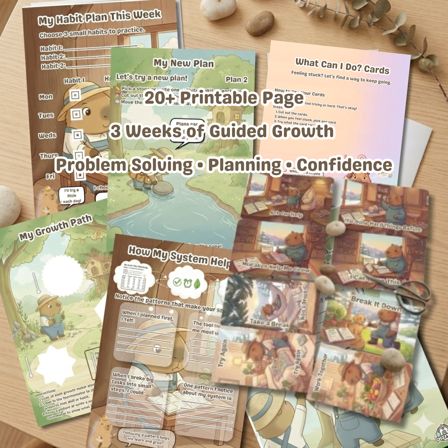 Chill Capy Kids Problem-Solving & Resilience Bundle (Weeks 7–9) – Build Confidence & Independent Thinking (Ages 6–10 Printable)