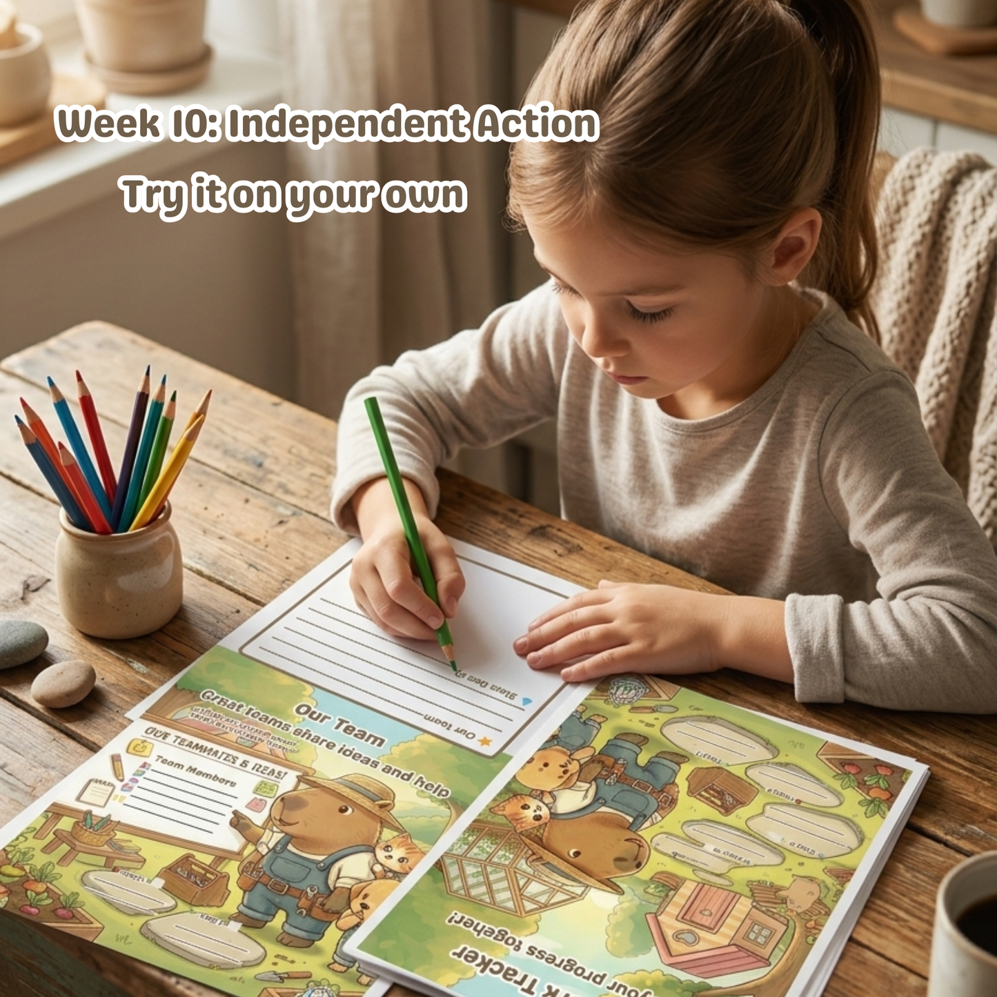Chill Capy Kids Confidence & Big Challenge Bundle (Weeks 10–12) + Bonus Challenge Cards – Build Independence & Follow-Through (Ages 6–10 Printable)