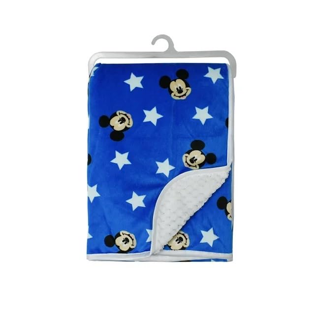 Disney Mickey Mouse Blue Double-Sided Mink & Waffle Fleece Baby Blanket with Satin Edge - KWtoyszone | Proudly Canadian