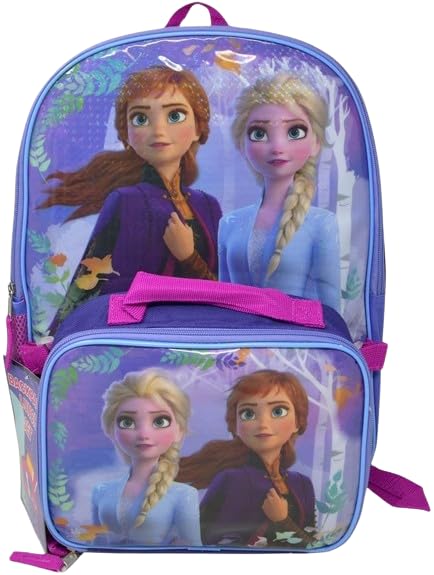 Disney Frozen Elsa & Anna 16" Backpack with Lunch Bag – Multicolored | Fun & Practical School Gear - KWtoyszone | Proudly Canadian
