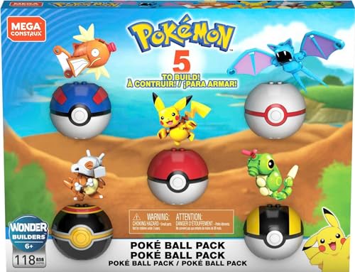 MEGA Pokémon Building Toys Set – 118 Pieces, 5 Poseable Figures & Poké Balls - KWtoyszone | Proudly Canadian