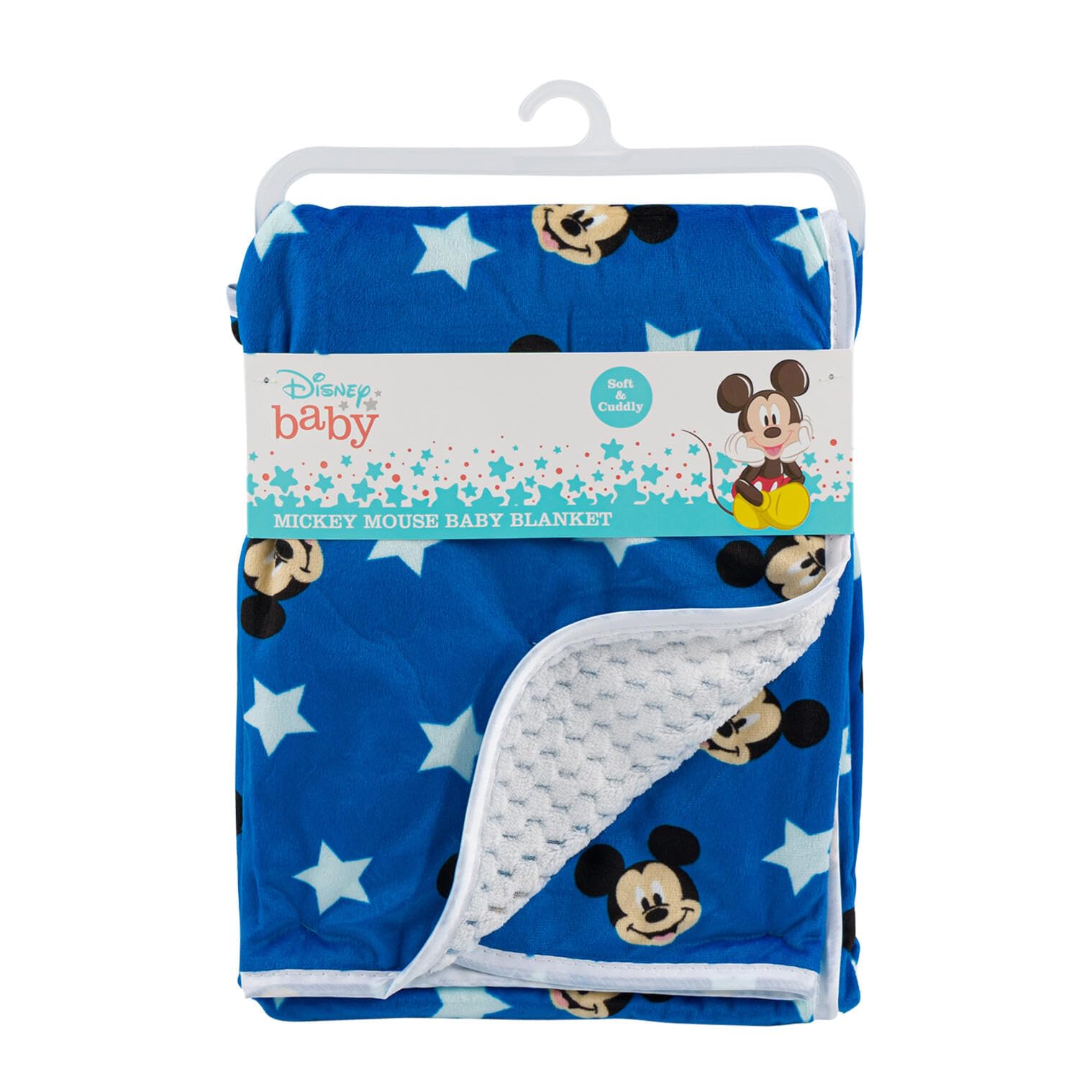 Disney Mickey Mouse Blue Double-Sided Mink & Waffle Fleece Baby Blanket with Satin Edge - KWtoyszone | Proudly Canadian