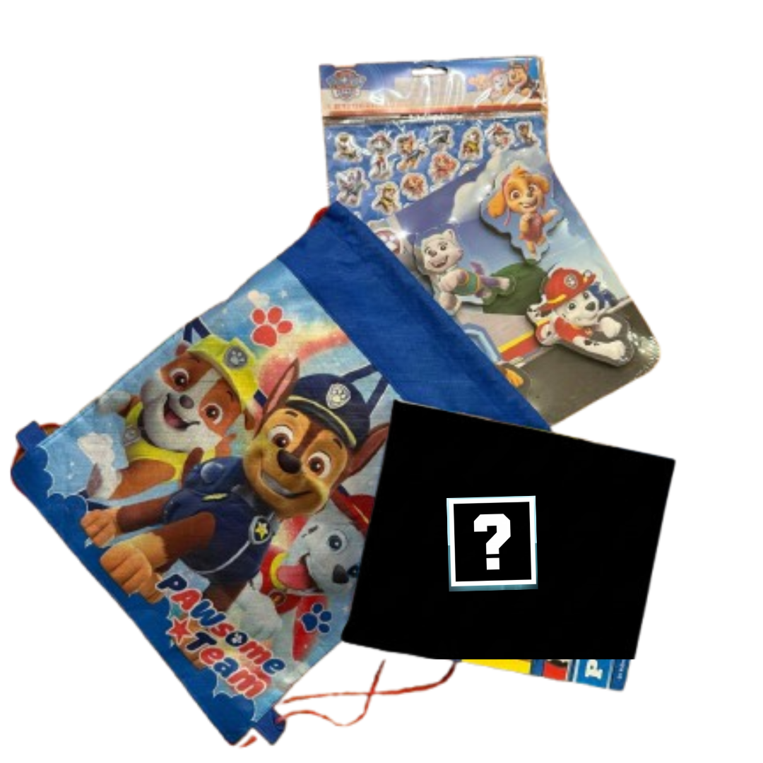 Paw Patrol-themed blanket and stickers on a white background - KWtoyszone | Proudly Canadian