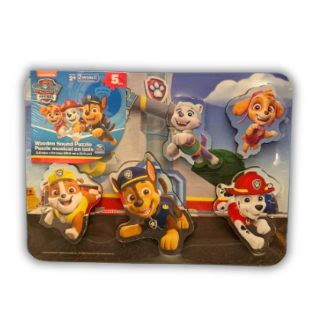 Paw Patrol wooden puzzle with character figures on a white background - KWtoyszone | Proudly Canadian