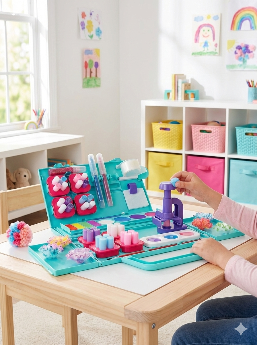 Pom Pom WOW!™ Decoration Station – 75 Pom Poms | Creative Craft Set