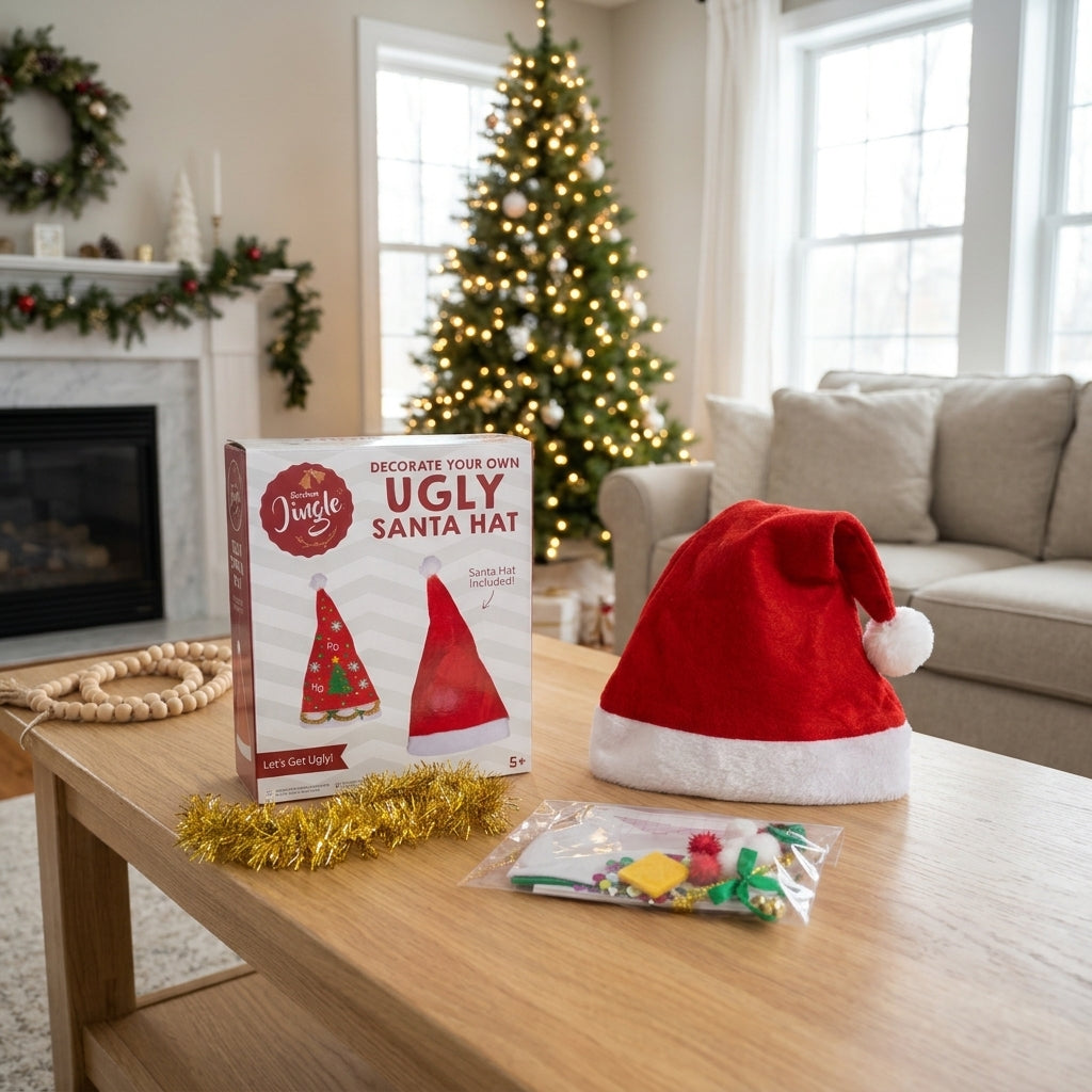 Make Your Own Ugly Santa Hat – 42-Piece DIY Kit | Fun Holiday Craft for Kids and Families