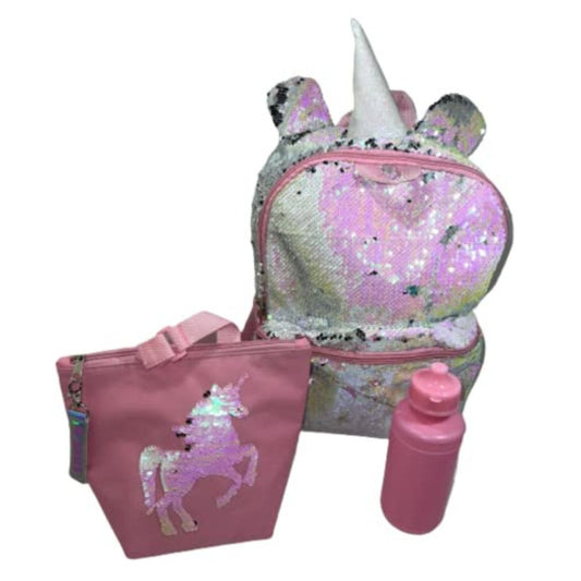 Sapphire Blue Flip-It Unicorn Sequin Backpack Set with Lunch Kit & Water Bottle - KWtoyszone | Proudly Canadian