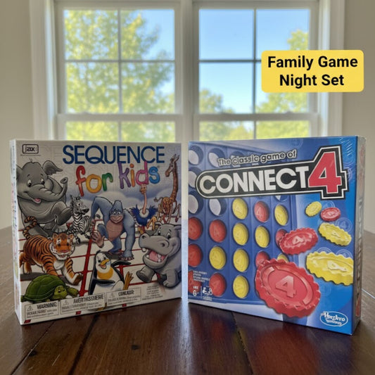 Connect 4 + Sequence for Kids Board Game Bundle – Family Fun & Strategy Play